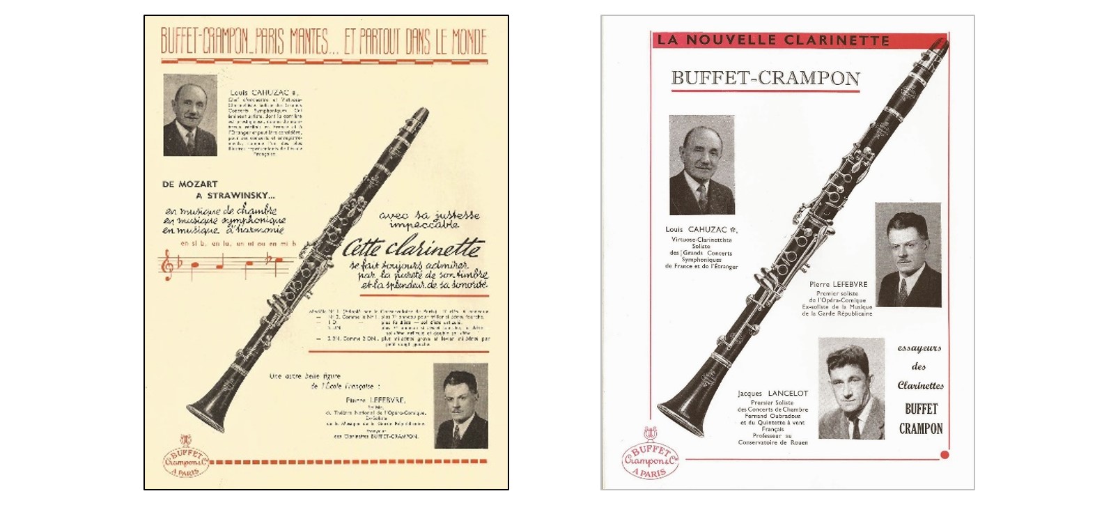 〈ビュッフェ・クランポン〉の1950年代のカタログのページ、広告