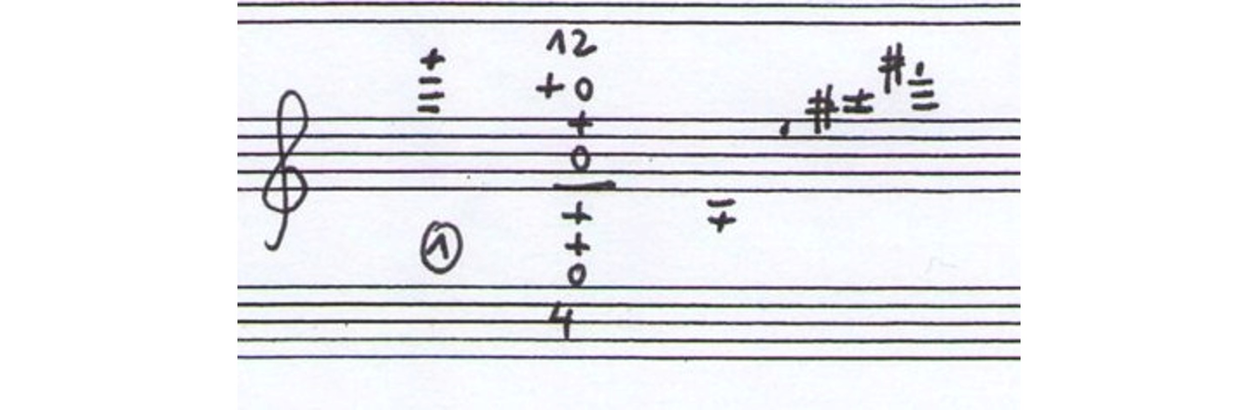 クラリネットのアルティッシモ音域における異なる運指の例。
